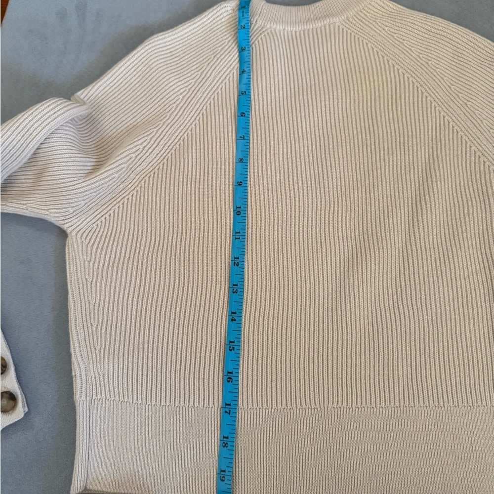 Sezane Cream Ribbed Button-Cuff Sweater - Picture 5 of 5